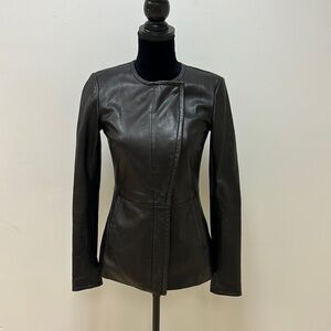 Theory Black Leather Jacket, Size 0